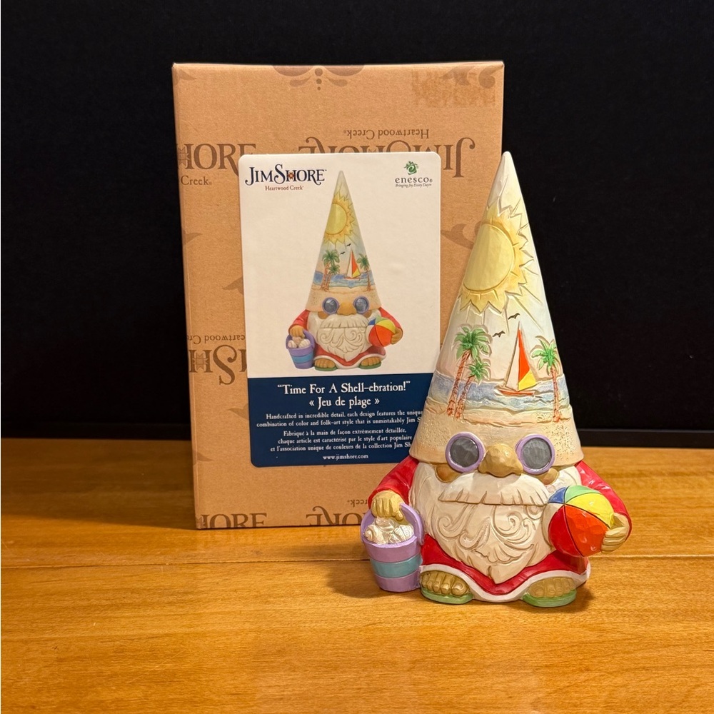 Time For A Shell-ebration Coastal Gnome with Beachball Jim Shore Figurine
